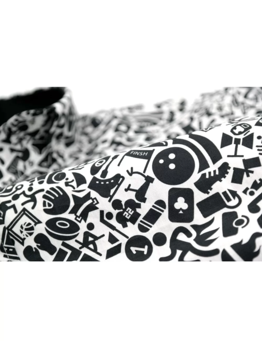 GIOVANNI PERA KOSZULA CZARNO BIAŁA MOTYWY SPORTOWE GP9
