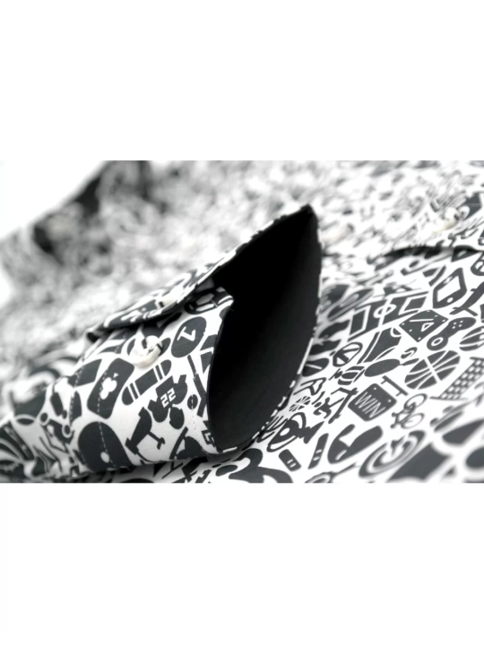 GIOVANNI PERA KOSZULA CZARNO BIAŁA MOTYWY SPORTOWE GP9