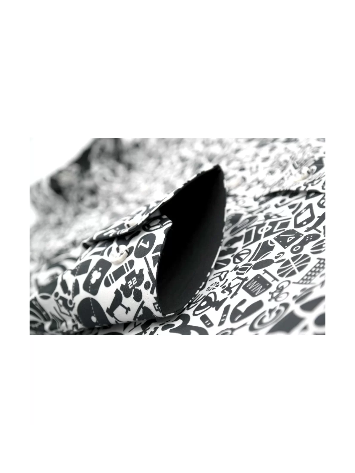 GIOVANNI PERA KOSZULA CZARNO BIAŁA MOTYWY SPORTOWE GP9