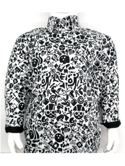 GIOVANNI PERA KOSZULA CZARNO BIAŁA MOTYWY SPORTOWE GP9