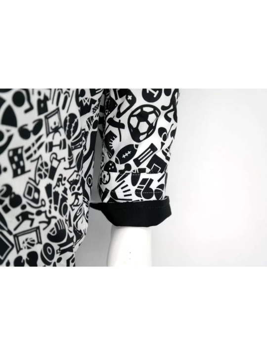 GIOVANNI PERA KOSZULA CZARNO BIAŁA MOTYWY SPORTOWE GP9