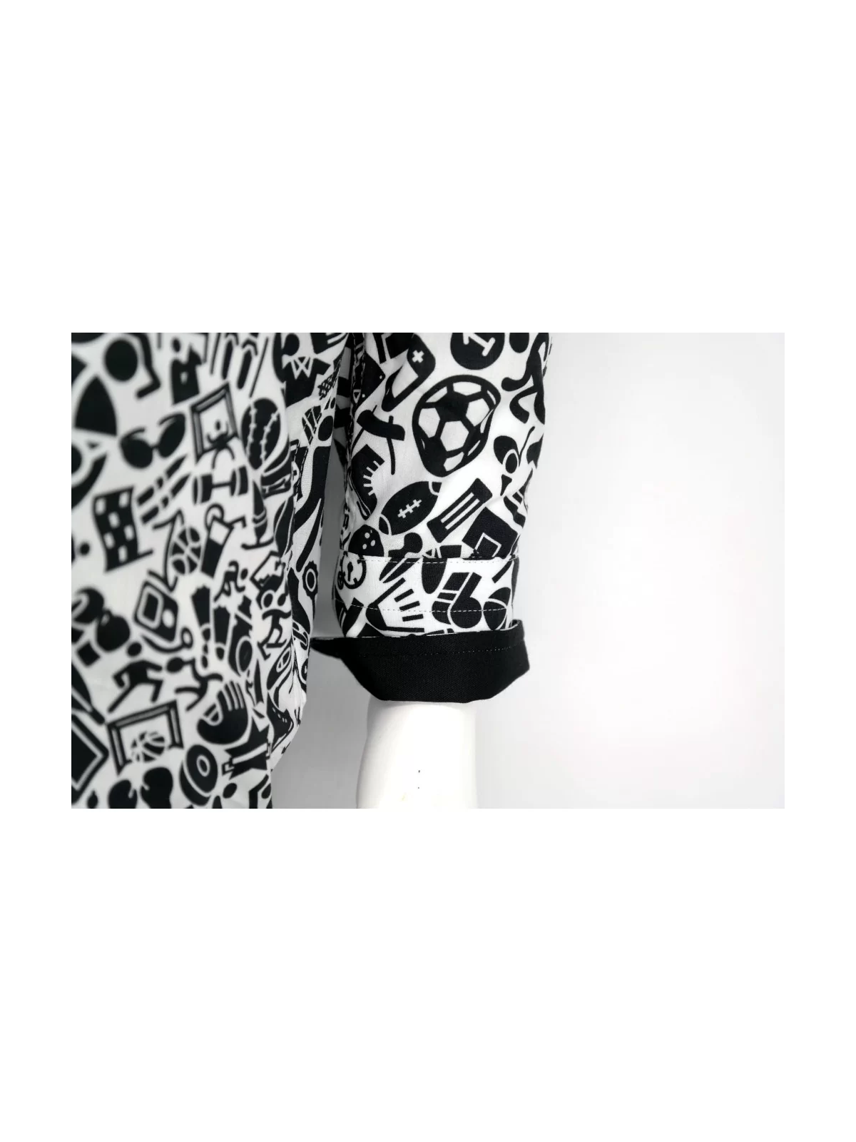 GIOVANNI PERA KOSZULA CZARNO BIAŁA MOTYWY SPORTOWE GP9