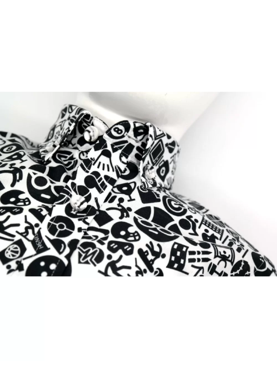 GIOVANNI PERA KOSZULA CZARNO BIAŁA MOTYWY SPORTOWE GP9