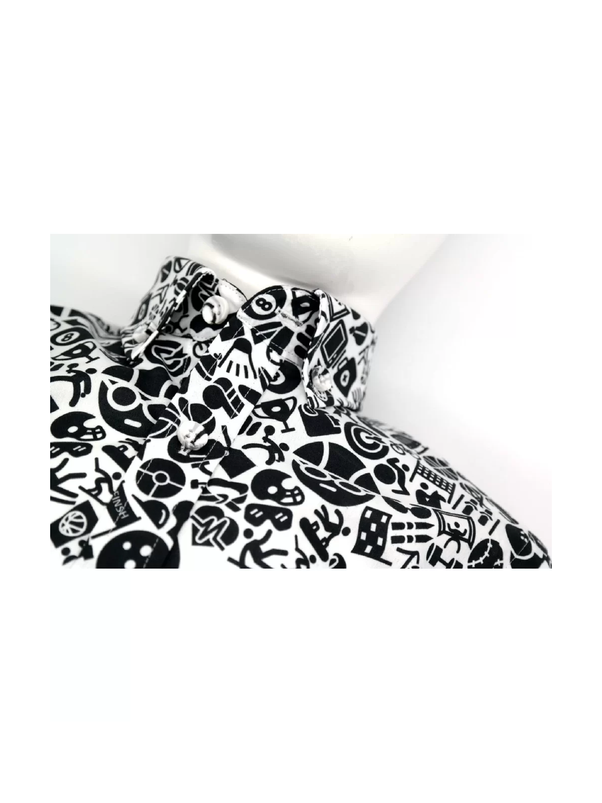 GIOVANNI PERA KOSZULA CZARNO BIAŁA MOTYWY SPORTOWE GP9