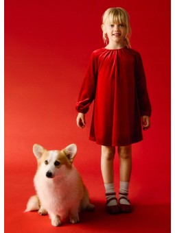 MAYORAL SUKIENKA WIZYTOWA DLA DZIEWCZYNKI AKSAMIT CZARWONA 4923/47