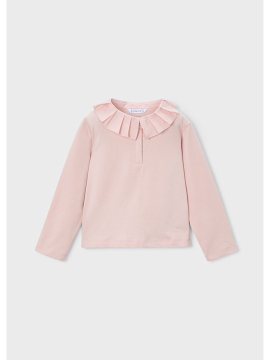 MAYORAL BLUZKA KOSZULKA NA DŁUGI RĘKAW DLA DZIEWCZYNKI KOŁNIERZYK RÓŻOWA 131/84