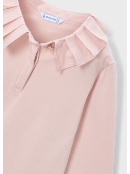 MAYORAL BLUZKA KOSZULKA NA DŁUGI RĘKAW DLA DZIEWCZYNKI KOŁNIERZYK RÓŻOWA 131/84