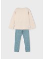 MAYORAL KOMPLET DLA DZIEWCZYNKI BLUZKA DŁUGI RĘKAW BEŻ SPODNIE LEGINSY W KWIATKI 4719 /23