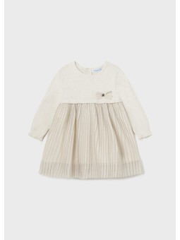 MAYORAL BABY SUKIENKA WIZYTOWA TIUL DZIANINA BEŻ ZŁOTY 2933/35