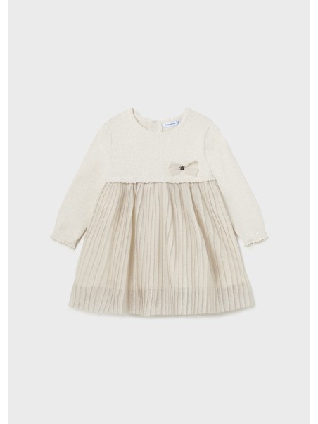 MAYORAL BABY SUKIENKA WIZYTOWA TIUL DZIANINA BEŻ ZŁOTY 2933/35