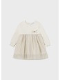 MAYORAL BABY SUKIENKA WIZYTOWA TIUL DZIANINA BEŻ ZŁOTY 2933/35