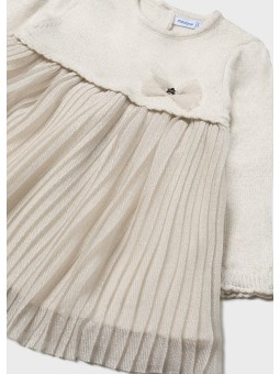 MAYORAL BABY SUKIENKA WIZYTOWA TIUL DZIANINA BEŻ ZŁOTY 2933/35