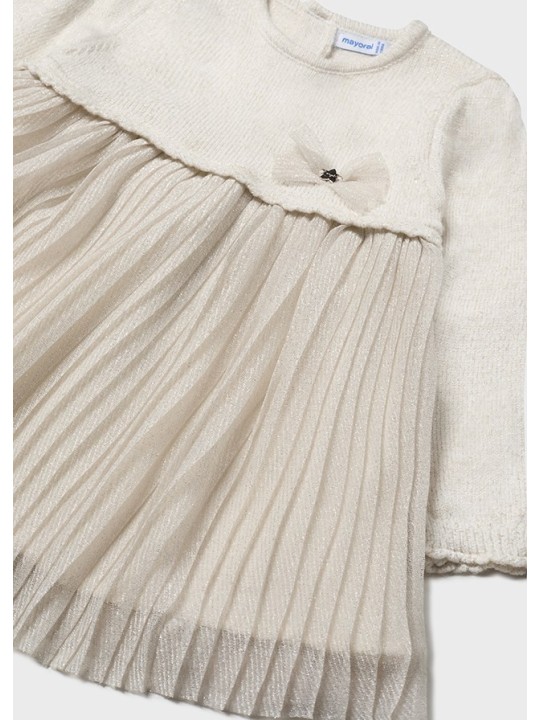 MAYORAL BABY SUKIENKA WIZYTOWA TIUL DZIANINA BEŻ ZŁOTY 2933/35