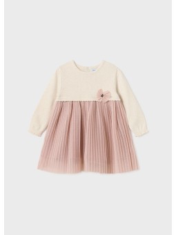 MAYORAL BABY SUKIENKA WIZYTOWA TIUL DZIANINA BEŻ RÓŻ 2933/34