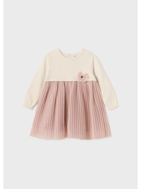 MAYORAL BABY SUKIENKA WIZYTOWA TIUL DZIANINA BEŻ RÓŻ 2933/34