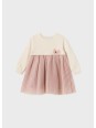 MAYORAL BABY SUKIENKA WIZYTOWA TIUL DZIANINA BEŻ RÓŻ 2933/34