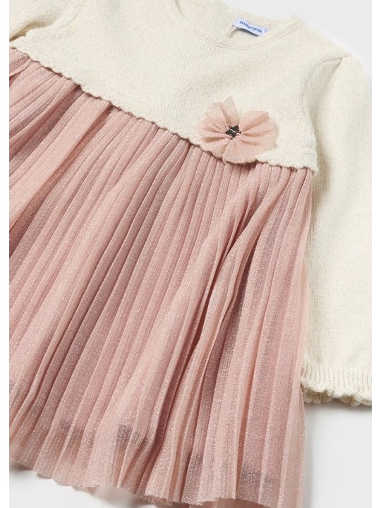 MAYORAL BABY SUKIENKA WIZYTOWA TIUL DZIANINA BEŻ RÓŻ 2933/34