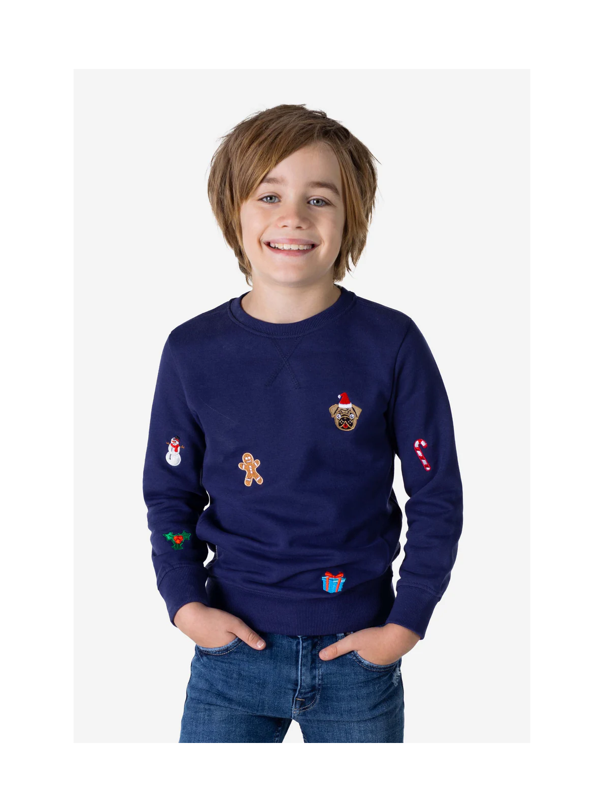 OPPOSUITS BLUZA ŚWIĘTA  DLA CHŁOPCA GRANAT HAFTY ODSB-1001