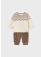 MAYORAL NEWBORN KOMPLET  DLA CHŁOPCA SWETER SPODNIE BEŻ BRĄZ 2580/96