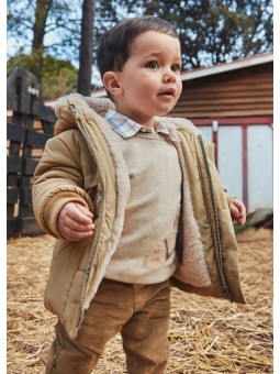 MAYORAL KURTKA BABY  ZIMOWA Z KAPTUREM DLA CHŁOPCA BEŻ 2424/50