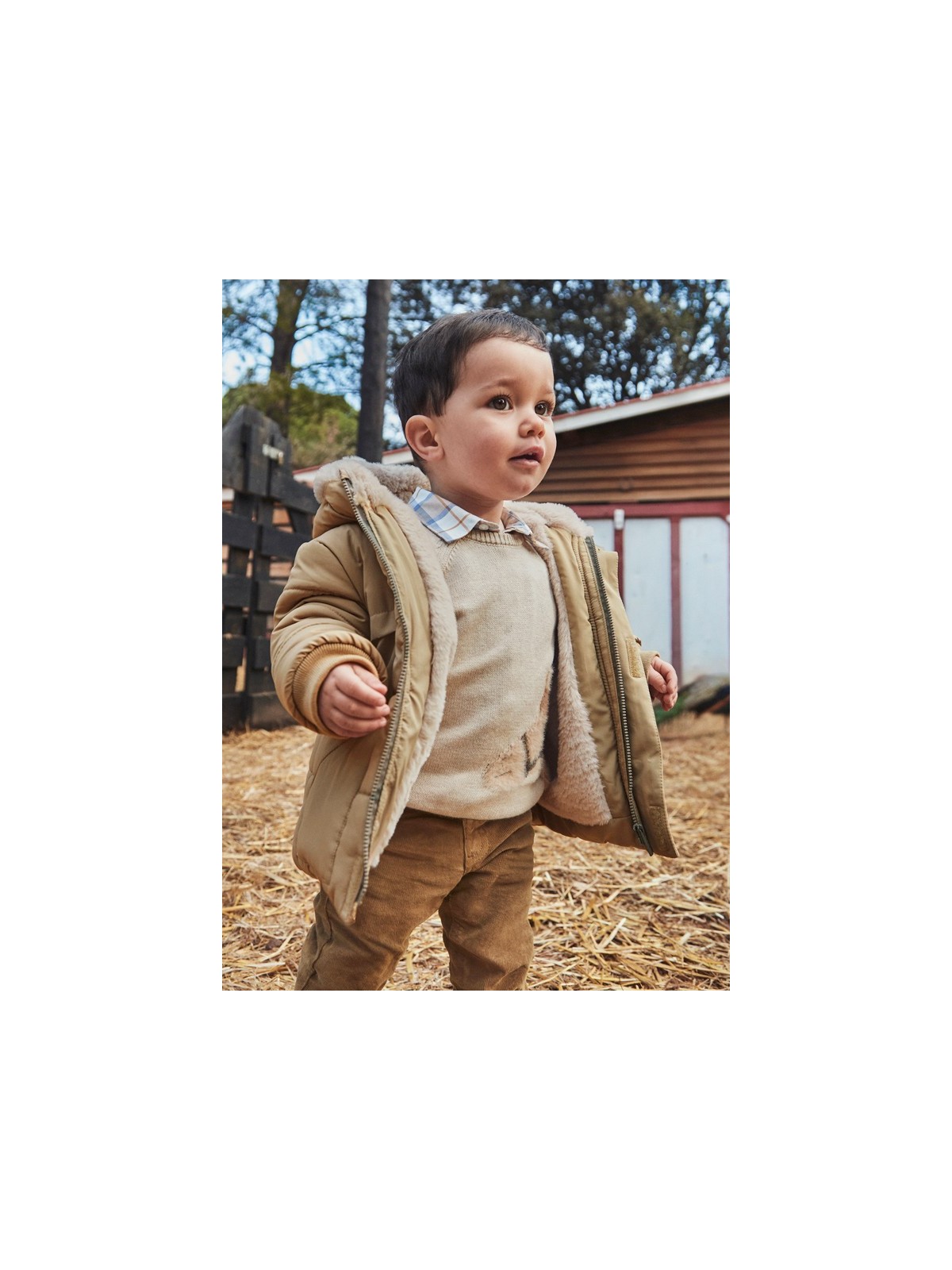 MAYORAL KURTKA BABY  ZIMOWA Z KAPTUREM DLA CHŁOPCA BEŻ 2424/50