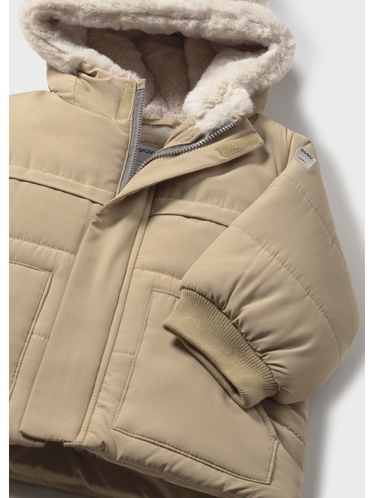 MAYORAL KURTKA BABY  ZIMOWA Z KAPTUREM DLA CHŁOPCA BEŻ 2424/50
