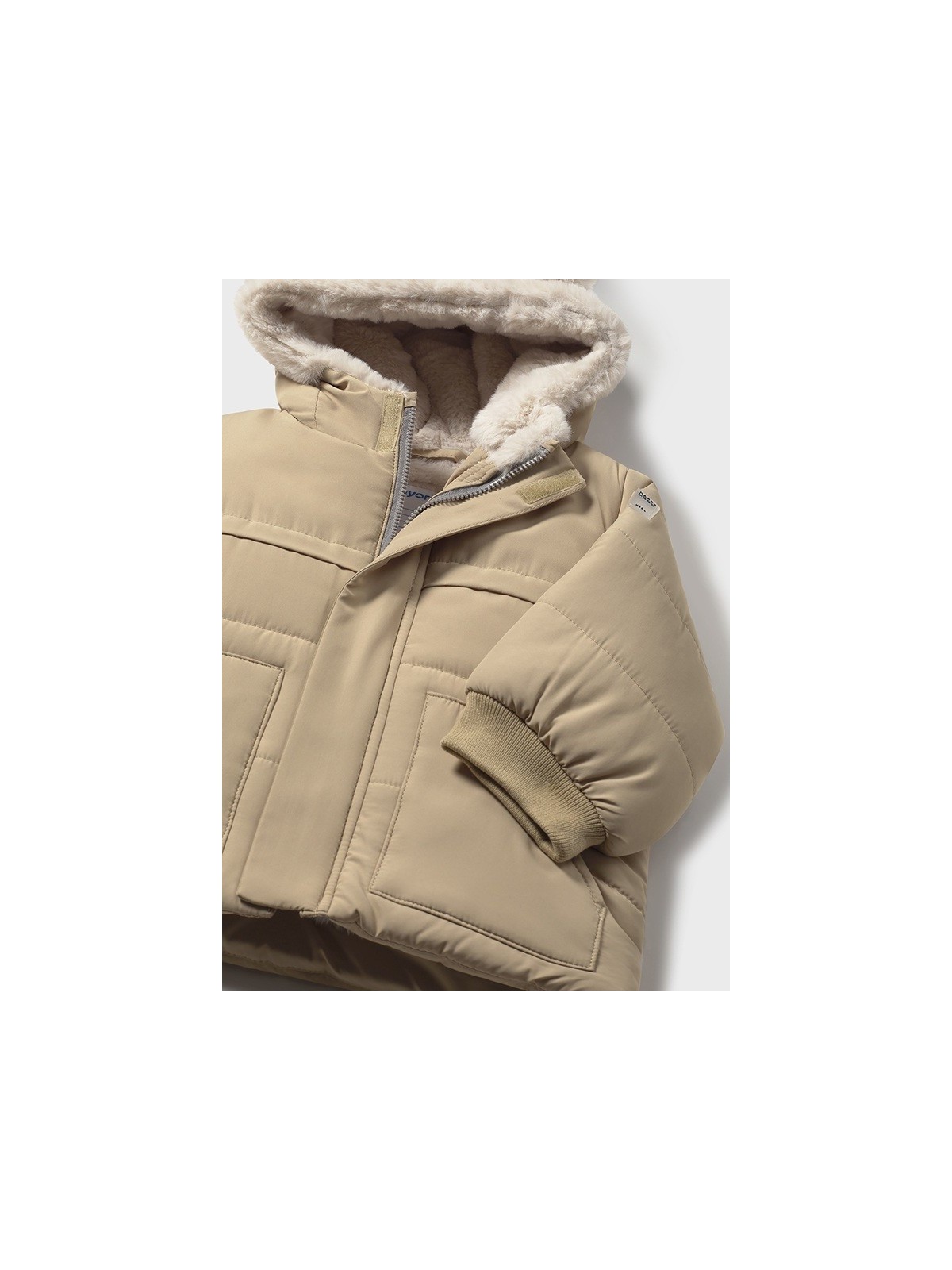 MAYORAL KURTKA BABY  ZIMOWA Z KAPTUREM DLA CHŁOPCA BEŻ 2424/50