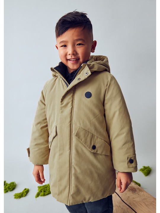 MAYORAL ZIMOWA KURTKA PARKA DLA CHŁOPCA  Z KAPTUREM I POLAROWĄ PODSZEWKĄ KOLOR BEŻOWY  4419 /89