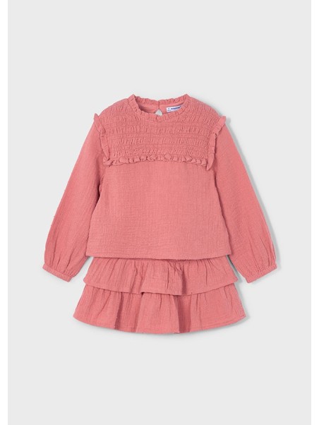 MAYORAL KOMPLET BLUZKA Z MARSZCZENIAMI SPÓDNICA Z FALBANKĄ 4933/72