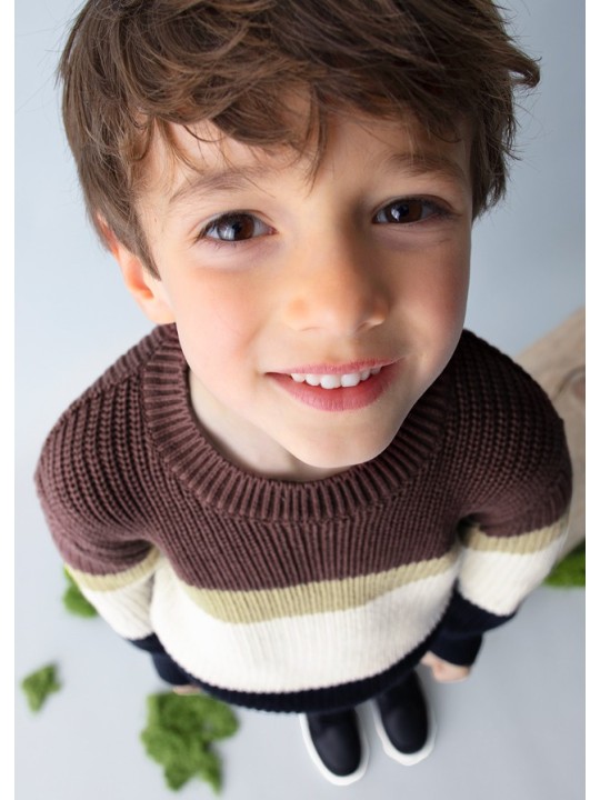 MAYORAL SWETER DLA CHŁOPCA  BORDO BEŻOWY GRANAT  4379/47