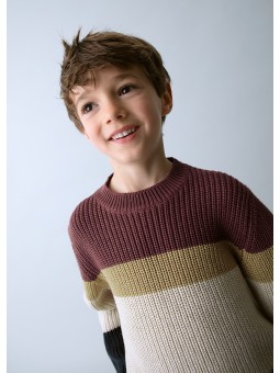 MAYORAL SWETER DLA CHŁOPCA  BORDO BEŻOWY GRANAT  4379/47