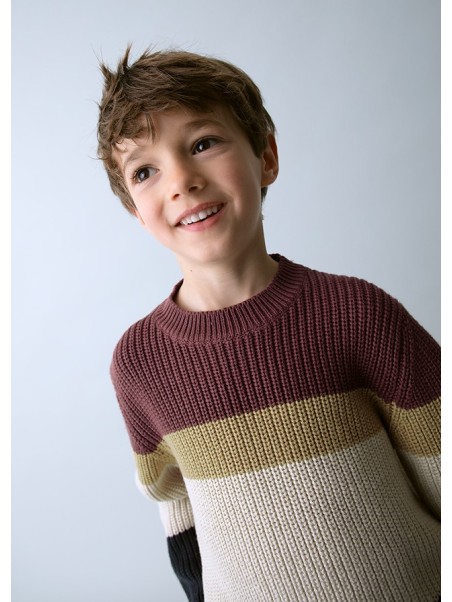 MAYORAL SWETER DLA CHŁOPCA  BORDO BEŻOWY GRANAT  4379/47