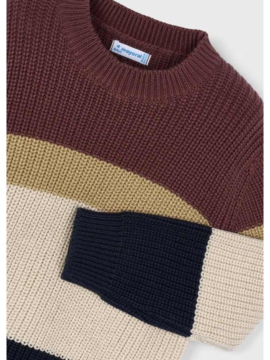 MAYORAL SWETER DLA CHŁOPCA  BORDO BEŻOWY GRANAT  4379/47