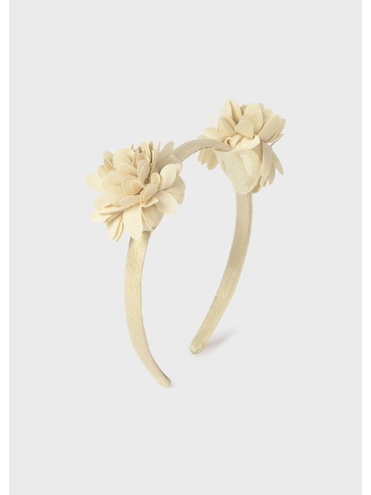 MAYORAL OPASKA NA WŁOSY DLA DZIEWCZYNKI BEŻ ZŁOTY  KWIATY 10026/70
