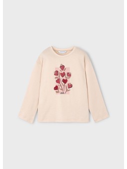 MAYORAL BLUZKA KOSZULKA NA DŁUGI RĘKAW DLA DZIEWCZYNKI  BEŻ 4005/54