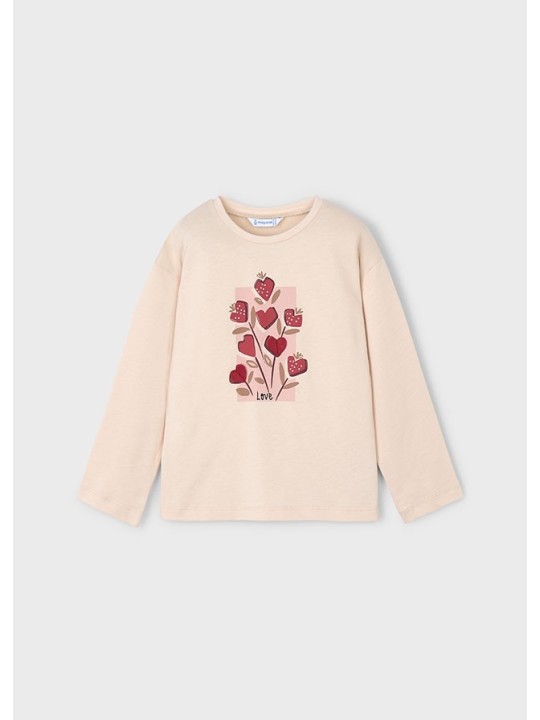 MAYORAL BLUZKA KOSZULKA NA DŁUGI RĘKAW DLA DZIEWCZYNKI  BEŻ 4005/54