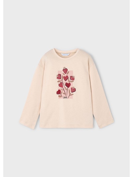 MAYORAL BLUZKA KOSZULKA NA DŁUGI RĘKAW DLA DZIEWCZYNKI  BEŻ 4005/54