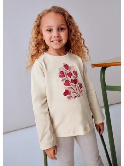 MAYORAL BLUZKA KOSZULKA NA DŁUGI RĘKAW DLA DZIEWCZYNKI  BEŻ 4005/54