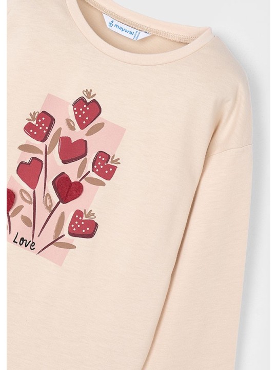 MAYORAL BLUZKA KOSZULKA NA DŁUGI RĘKAW DLA DZIEWCZYNKI  BEŻ 4005/54