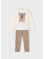 MAYORAL KOMPLET BLUZKA DŁUGI RĘKAW  KREM  SPODNIE LEGINSY PIESKI 4719/22