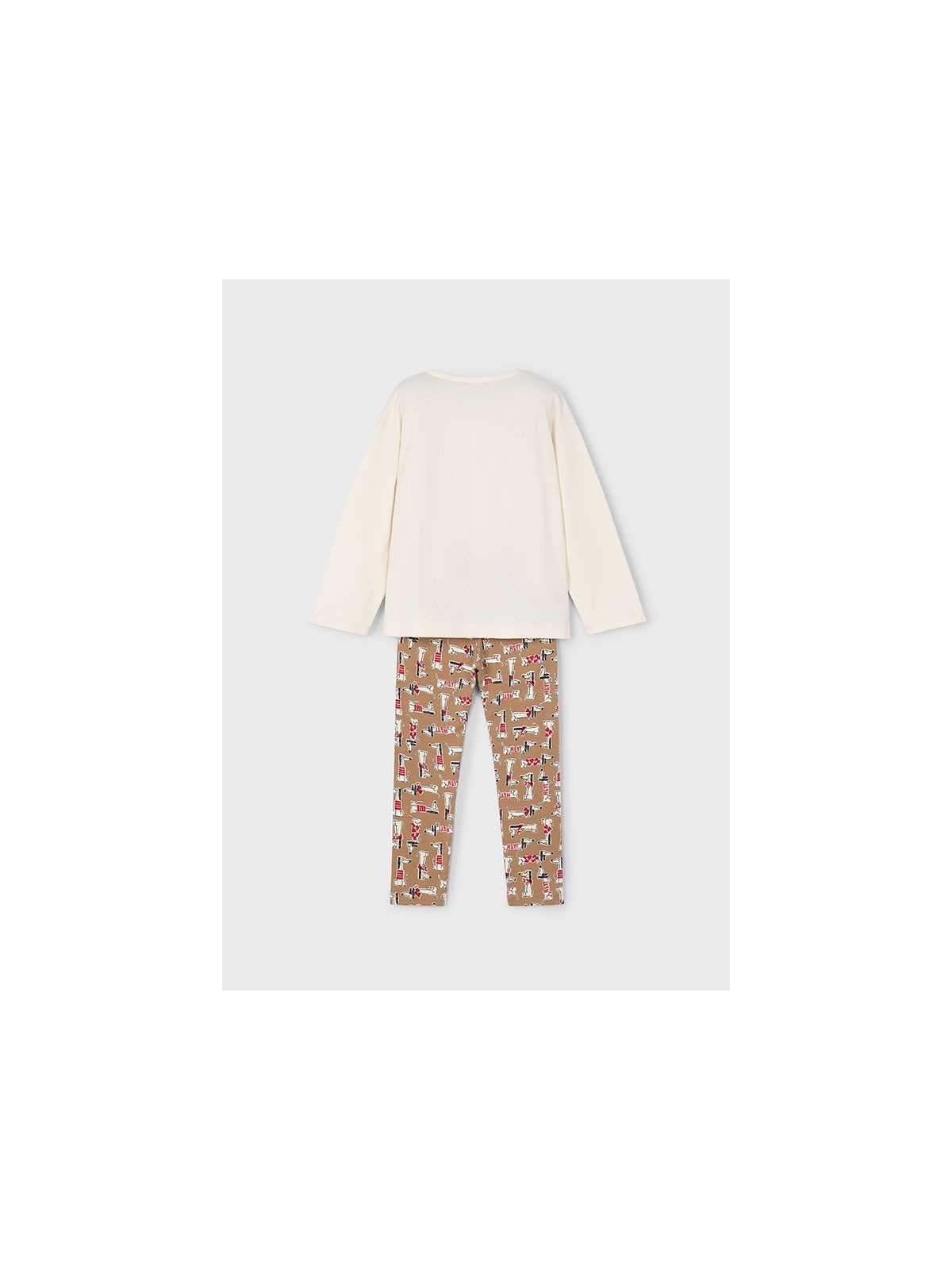 MAYORAL KOMPLET BLUZKA DŁUGI RĘKAW  KREM  SPODNIE LEGINSY PIESKI 4719/22