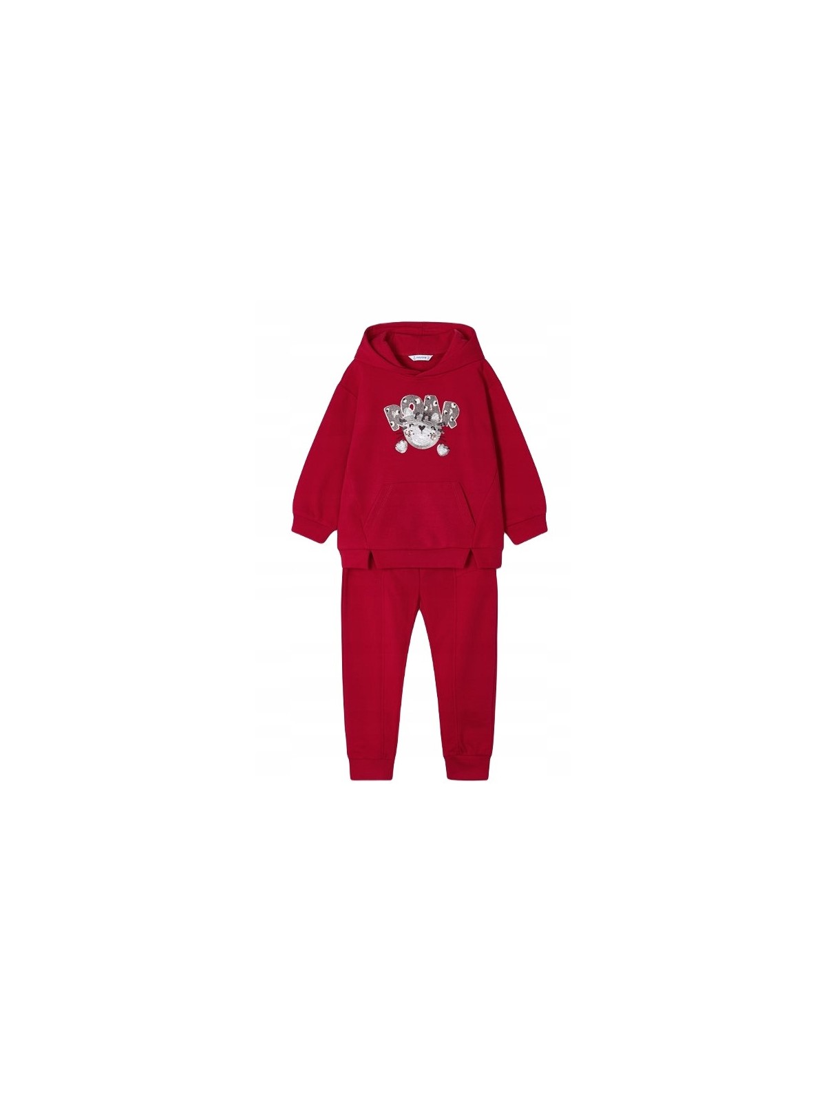 MAYORAL KOMPLET DRES  BLUZA DŁUGI RĘKAW  KOTEK SPODNIE GŁADKIE CZRWONE 4857/54