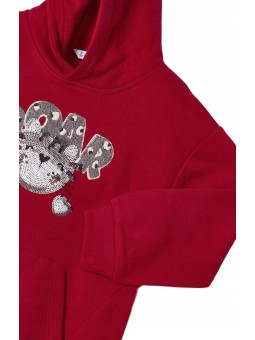 MAYORAL KOMPLET DRES  BLUZA DŁUGI RĘKAW  KOTEK SPODNIE GŁADKIE CZRWONE 4857/54