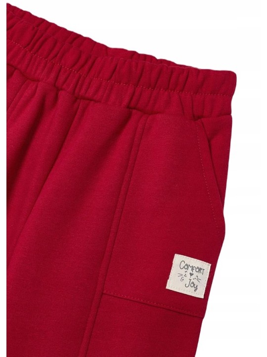 MAYORAL KOMPLET DRES  BLUZA DŁUGI RĘKAW  KOTEK SPODNIE GŁADKIE CZRWONE 4857/54