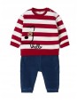 MAYORAL NEWBORN KOMPLET DRES  DLA CHŁOPCA BLUZA NA DŁUGI RĘKAW W  CZERWONE PASKI  SPODNIE GRANATOWE 2523