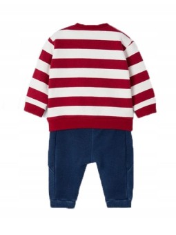 MAYORAL NEWBORN KOMPLET DRES  DLA CHŁOPCA BLUZA NA DŁUGI RĘKAW W  CZERWONE PASKI  SPODNIE GRANATOWE 2523