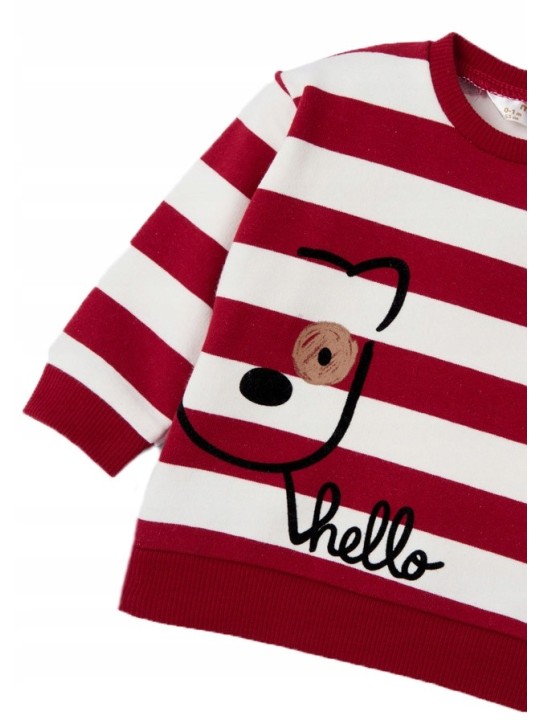 MAYORAL NEWBORN KOMPLET DRES  DLA CHŁOPCA BLUZA NA DŁUGI RĘKAW W  CZERWONE PASKI  SPODNIE GRANATOWE 2523