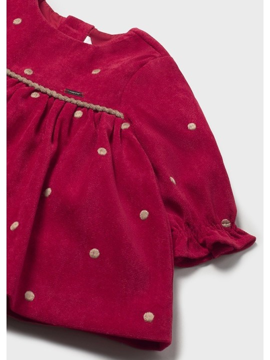 MAYORAL SUKIENKA NEWBORN  ŚWIĘTA CZERWONA W BEŻOWE GROSZKI 2820/1