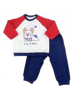 MAYORAL NEWBORN KOMPLET DLES DLA CHŁOPCA BLUZA Z PIESKIEM SPODNIE GRANATOWE 1681/87