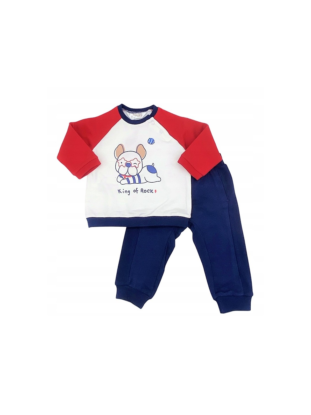 MAYORAL NEWBORN KOMPLET DRES DLA CHŁOPCA BLUZA Z PIESKIEM SPODNIE GRANATOWE 1681/87